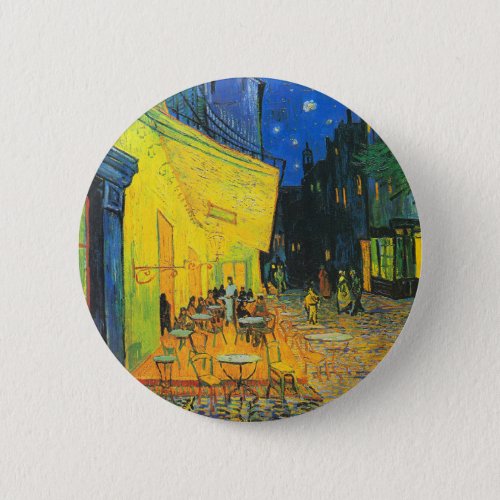 Vincent Van Gogh Cafe Terrace At Night Fine Art Button