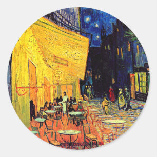 Vincent Van Gogh - Cafe Terrace At Night Fine Art Classic Round Sticker