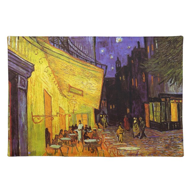 Vincent Van Gogh Cafe Terrace At Night Fine Art Cloth Placemat (Front)