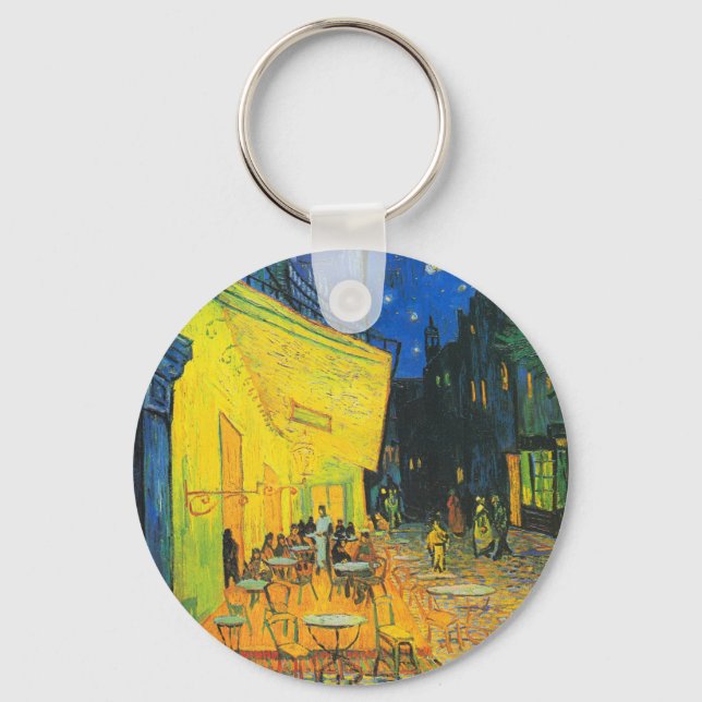 Vincent Van Gogh Cafe Terrace At Night Fine Art Keychain (Front)