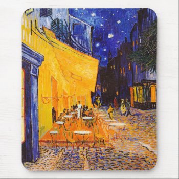 Vincent Van Gogh Cafe Terrace At Night Fine Art Mouse Pad by lazyrivergreetings at Zazzle
