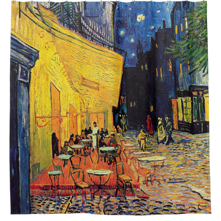 Vincent Van Gogh Cafe Terrace At Night Fine Art Shower Curtain Zazzle Com Cafe Terrace At Night Fine Art Shower, Art Shower Curtain