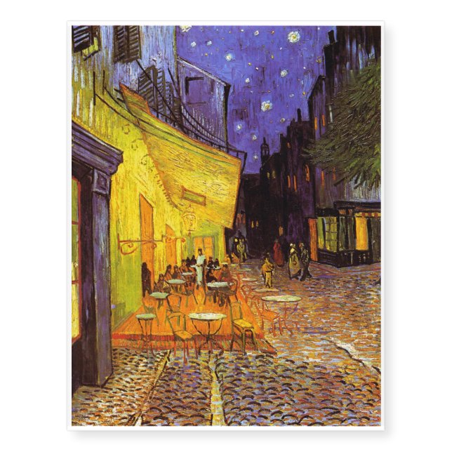Vincent Van Gogh Cafe Terrace At Night Fine Art Temporary Tattoos (Front)