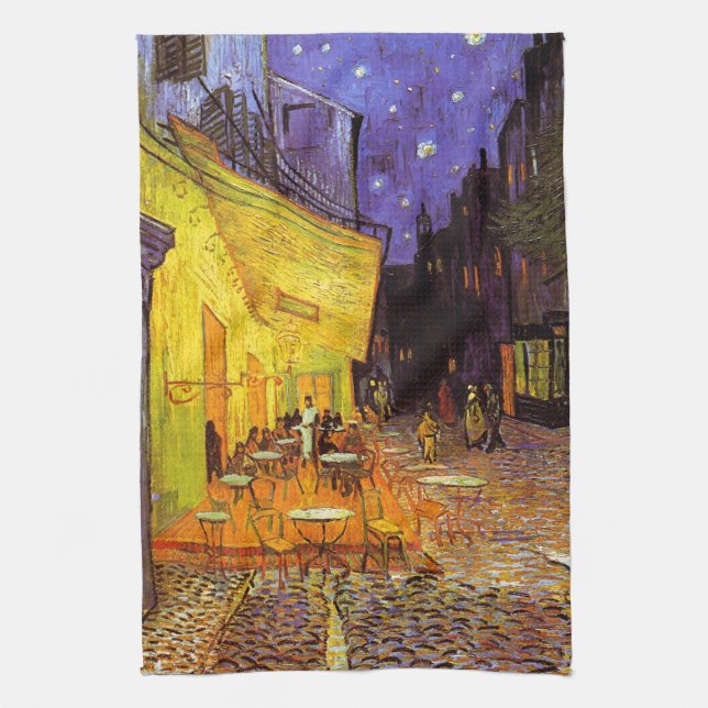 Vincent Van Gogh Cafe Terrace At Night Fine Art Towel (Vertical)