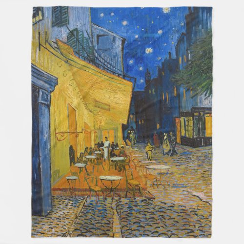 Vincent van Gogh _ Cafe Terrace at Night Fleece Blanket