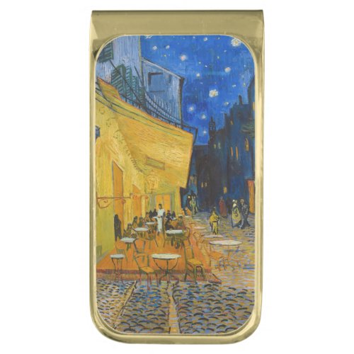 Vincent van Gogh _ Cafe Terrace at Night Gold Finish Money Clip