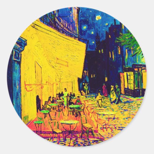 Vincent Van Gogh _ Cafe Terrace At Night Pop Art Classic Round Sticker