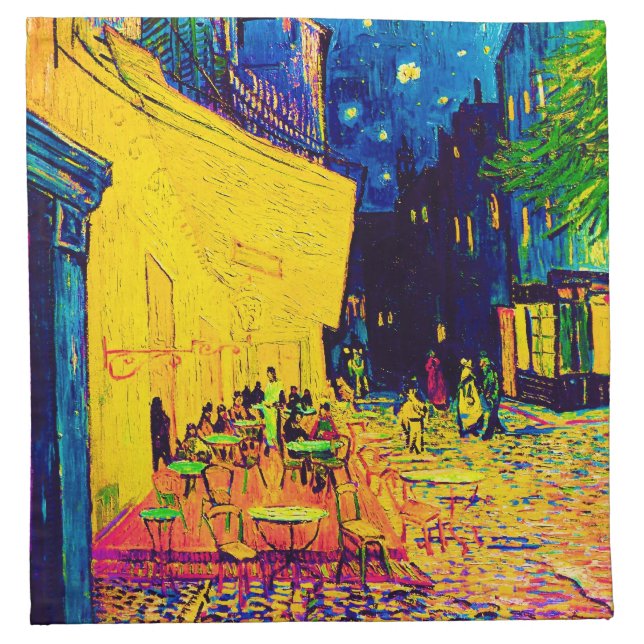 Vincent Van Gogh - Cafe Terrace At Night Pop Art Cloth Napkin (Front)
