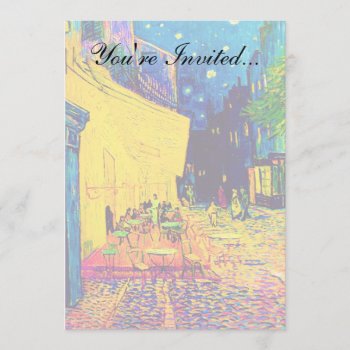 Vincent Van Gogh - Cafe Terrace At Night Pop Art Invitation by ArtLoversCafe at Zazzle