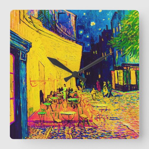 Vincent Van Gogh _ Cafe Terrace At Night Pop Art Square Wall Clock