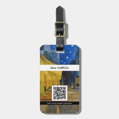 Vincent van Gogh _ Cafe Terrace at Night _ QR Code Luggage Tag