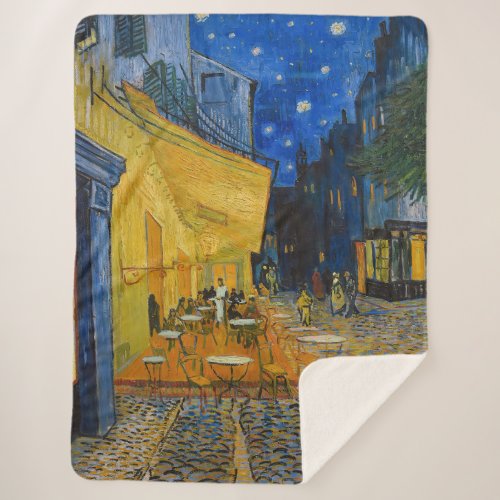 Vincent van Gogh _ Cafe Terrace at Night Sherpa Blanket