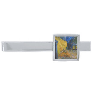 Vincent van Gogh - Cafe Terrace at Night Silver Finish Tie Bar