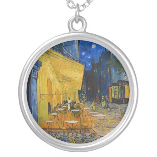 Vincent van Gogh _ Cafe Terrace at Night Silver Plated Necklace