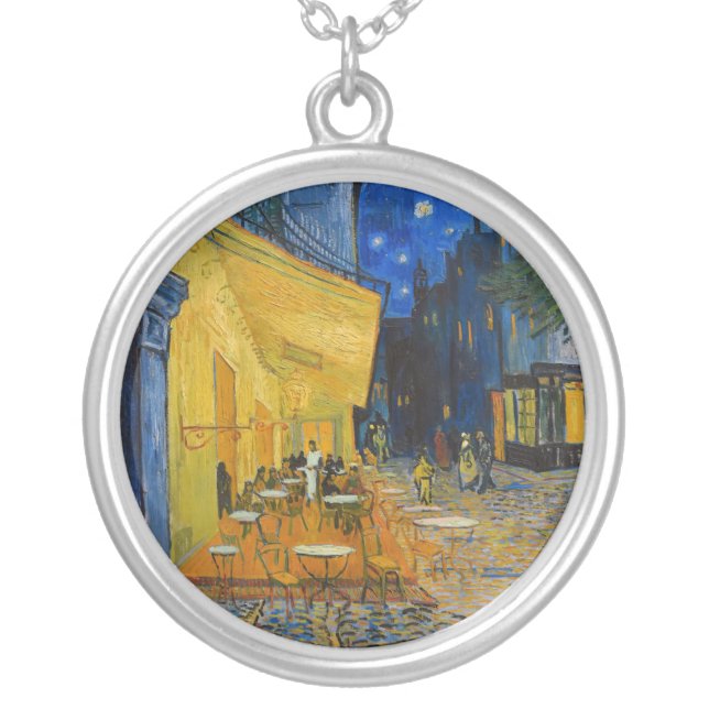 Vincent van Gogh - Cafe Terrace at Night Silver Plated Necklace (Front)