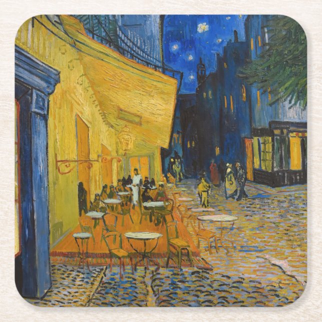Vincent van Gogh - Cafe Terrace at Night Square Paper Coaster (Front)