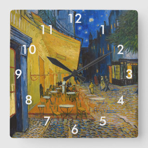 Vincent van Gogh - Cafe Terrace at Night Square Wall Clock