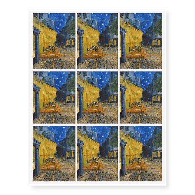 Vincent van Gogh - Cafe Terrace at Night Temporary Tattoos (Front)