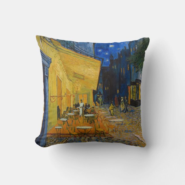 Vincent van Gogh - Cafe Terrace at Night Throw Pillow (Front)