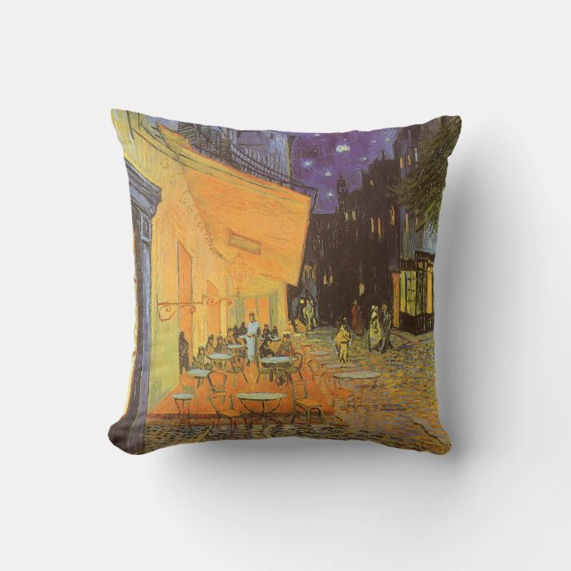 Vincent van Gogh - Cafe Terrace at Night Throw Pillow (Front)