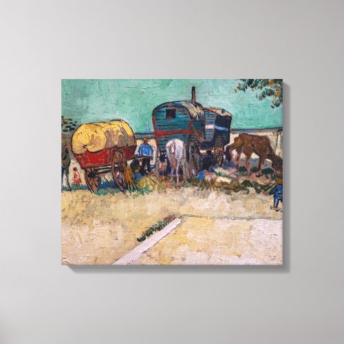 Vincent Van Gogh _ Caravans Gypsy Camp near Arles Canvas Print