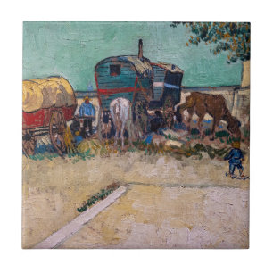 Vincent Van Gogh - Caravans, Gypsy Camp near Arles Ceramic Tile