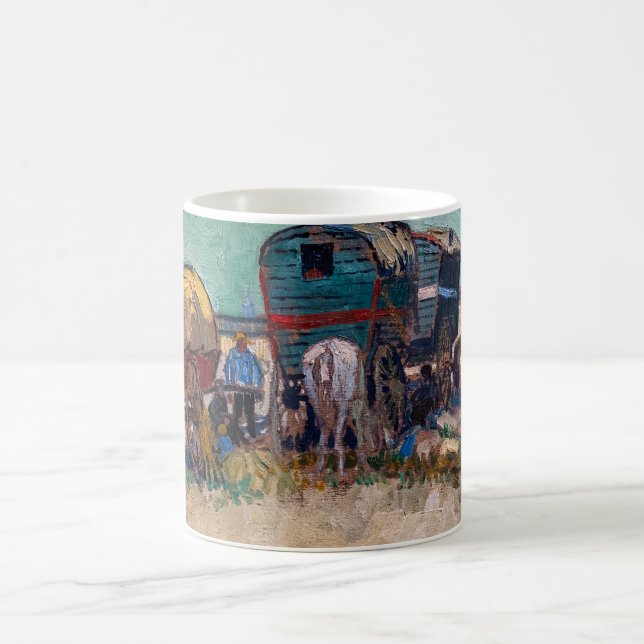 Vincent Van Gogh - Caravans, Gypsy Camp near Arles Coffee Mug (Center)