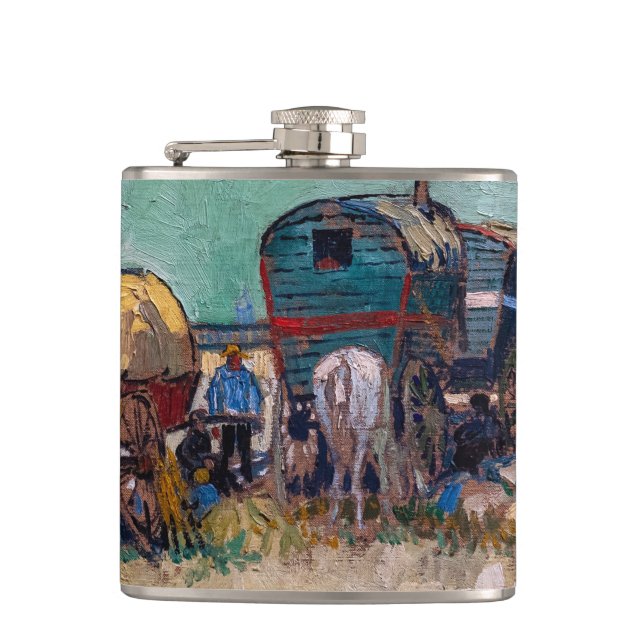 Vincent Van Gogh - Caravans, Gypsy Camp near Arles Flask (Front)
