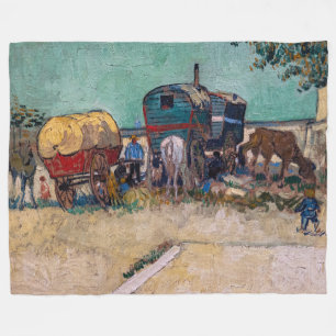 Vincent Van Gogh - Caravans, Gypsy Camp near Arles Fleece Blanket