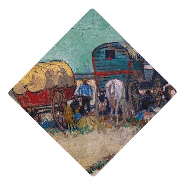 Vincent Van Gogh - Caravans, Gypsy Camp near Arles Graduation Cap Topper (Front)