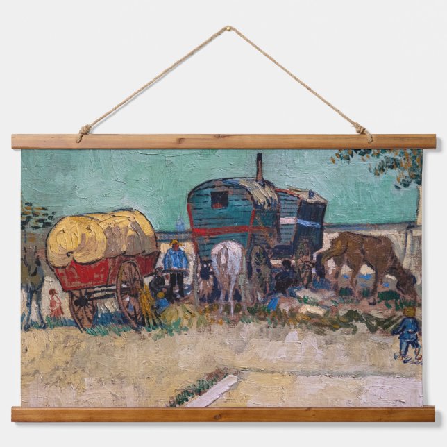 Vincent Van Gogh - Caravans, Gypsy Camp near Arles Hanging Tapestry (Front)