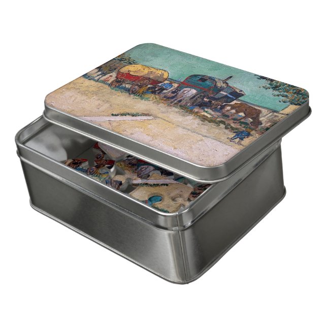 Vincent Van Gogh - Caravans, Gypsy Camp near Arles Jigsaw Puzzle (Lid Open)