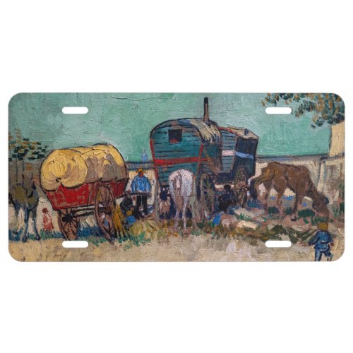 Vincent Van Gogh _ Caravans Gypsy Camp near Arles License Plate