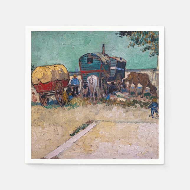 Vincent Van Gogh - Caravans, Gypsy Camp near Arles Napkins (Front)