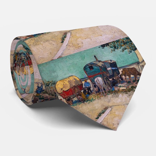 Vincent Van Gogh - Caravans, Gypsy Camp near Arles Neck Tie (Rolled)