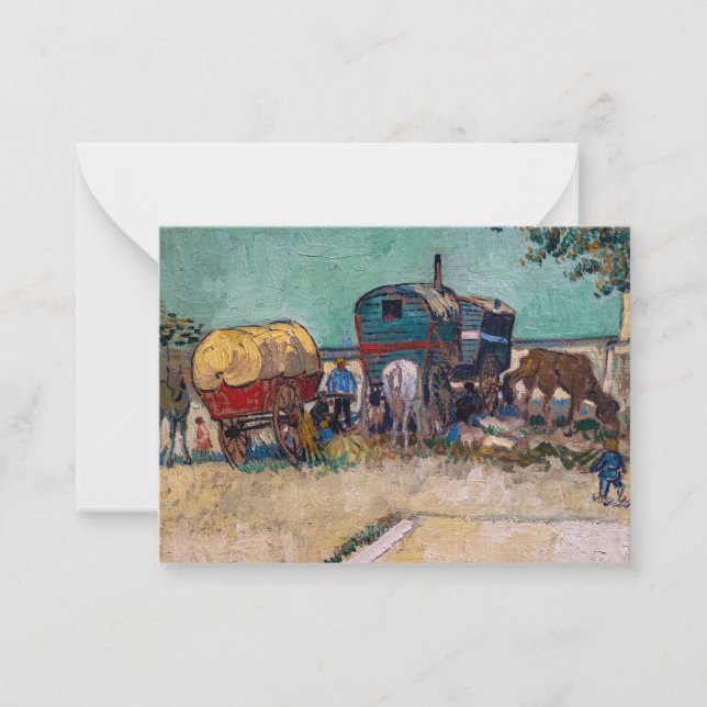 Vincent Van Gogh - Caravans, Gypsy Camp near Arles Note Card (Front)