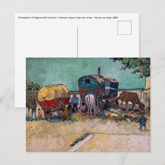 Vincent Van Gogh - Caravans, Gypsy Camp near Arles Postcard (Front/Back)