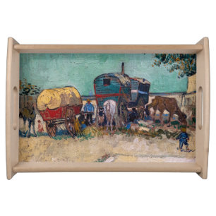 Vincent Van Gogh - Caravans, Gypsy Camp near Arles Serving Tray