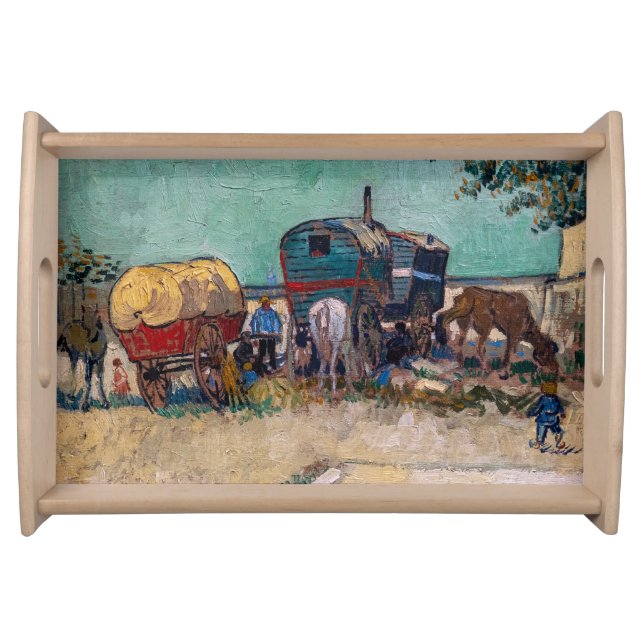 Vincent Van Gogh - Caravans, Gypsy Camp near Arles Serving Tray (Front)