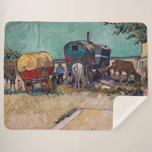 Vincent Van Gogh _ Caravans Gypsy Camp near Arles Sherpa Blanket