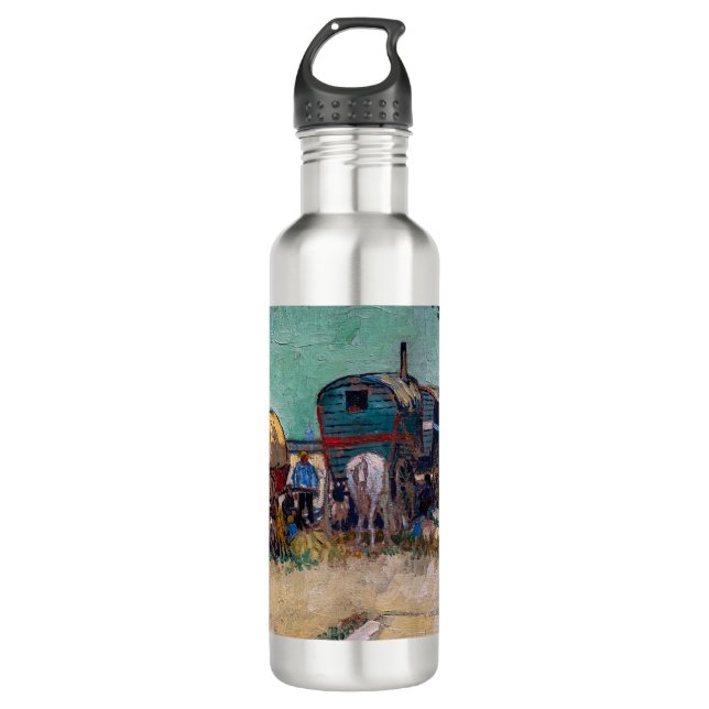 Vincent Van Gogh - Caravans, Gypsy Camp near Arles Stainless Steel Water Bottle (Front)