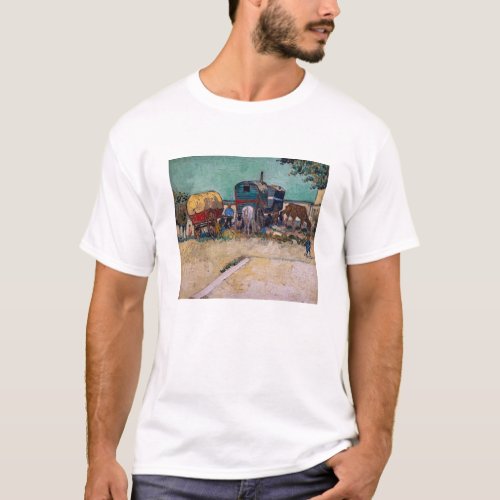 Vincent Van Gogh _ Caravans Gypsy Camp near Arles T_Shirt