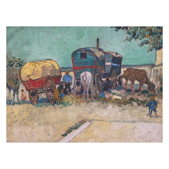 Vincent Van Gogh - Caravans, Gypsy Camp near Arles Tablecloth (Front (Horizontal))