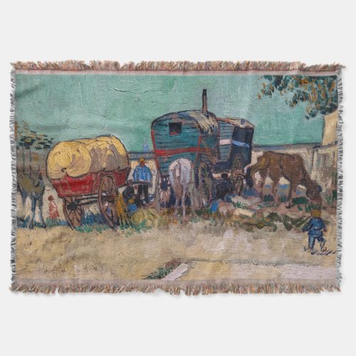 Vincent Van Gogh _ Caravans Gypsy Camp near Arles Throw Blanket