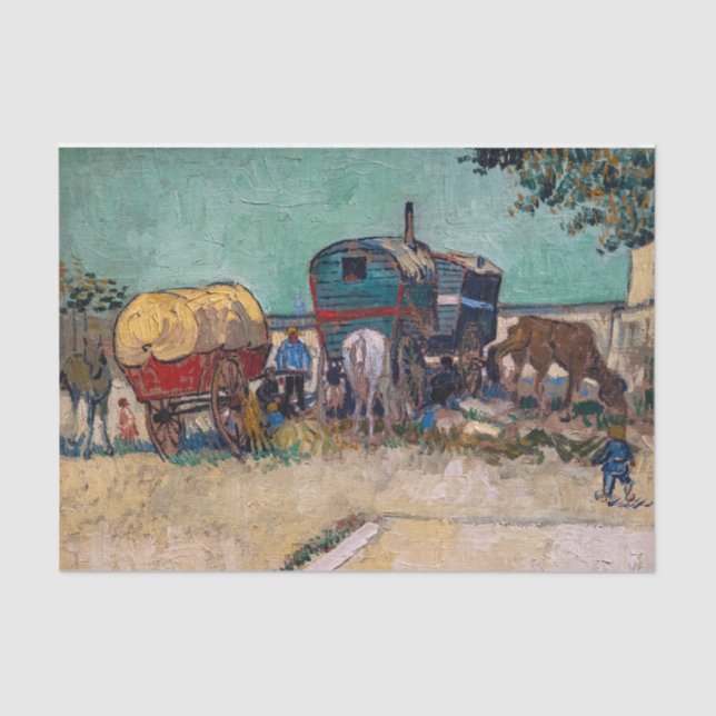 Vincent Van Gogh - Caravans, Gypsy Camp near Arles Tissue Paper (Front)
