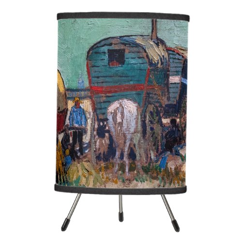 Vincent Van Gogh _ Caravans Gypsy Camp near Arles Tripod Lamp