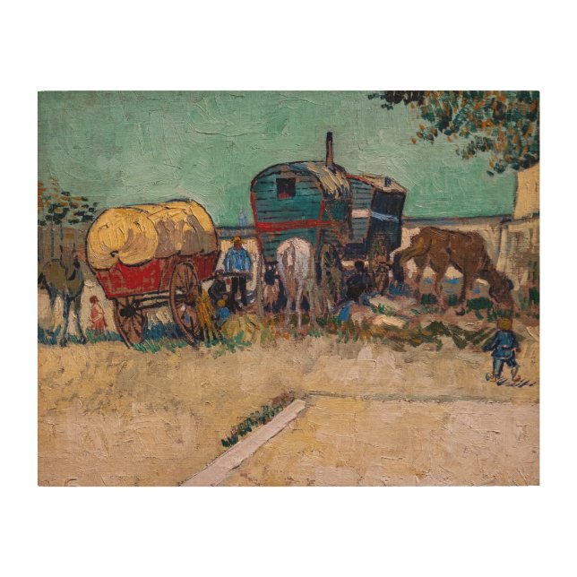 Vincent Van Gogh - Caravans, Gypsy Camp near Arles Wood Wall Art (Front)