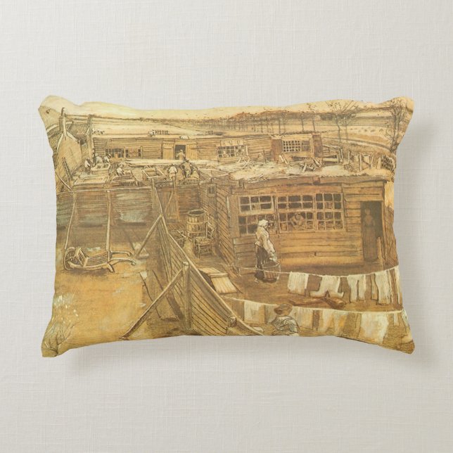 Vincent van Gogh - Carpenter's Yard and Laundry Accent Pillow (Front)