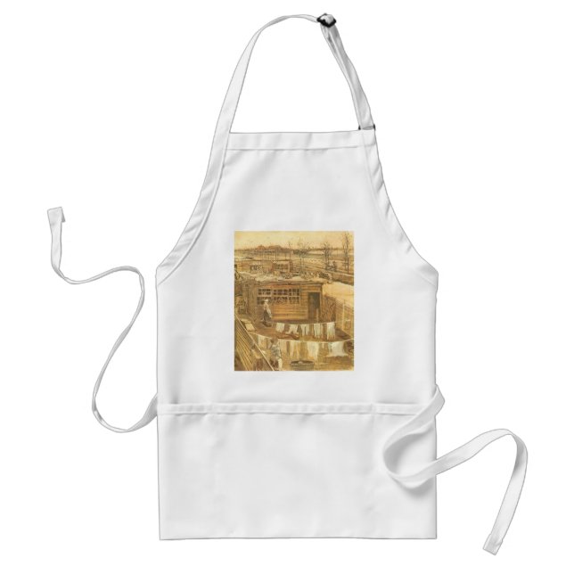 Vincent van Gogh - Carpenter's Yard and Laundry Adult Apron (Front)