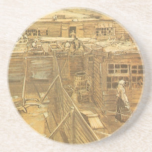 Vincent van Gogh - Carpenter's Yard and Laundry Drink Coaster